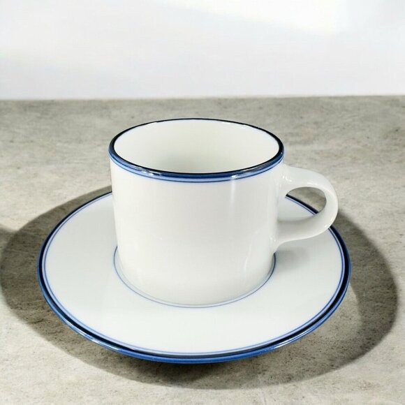 Dansk Concerto Allegro Blue Teacup And Saucer Set Mug Cup Portugal Ceramic White - Picture 7 of 16